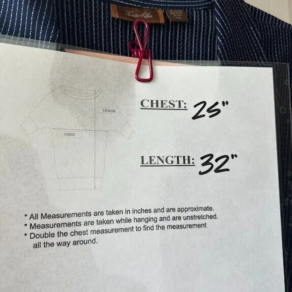 Tasso Ella Shirt Mens XXL Navy Blue Striped Button Up Short Sleeve Cotton - Picture 5 of 5